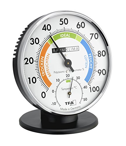 Thermometer Hygrometer Nadel rundes Zifferblatt PRueFER innen aussen weiss N6H8 